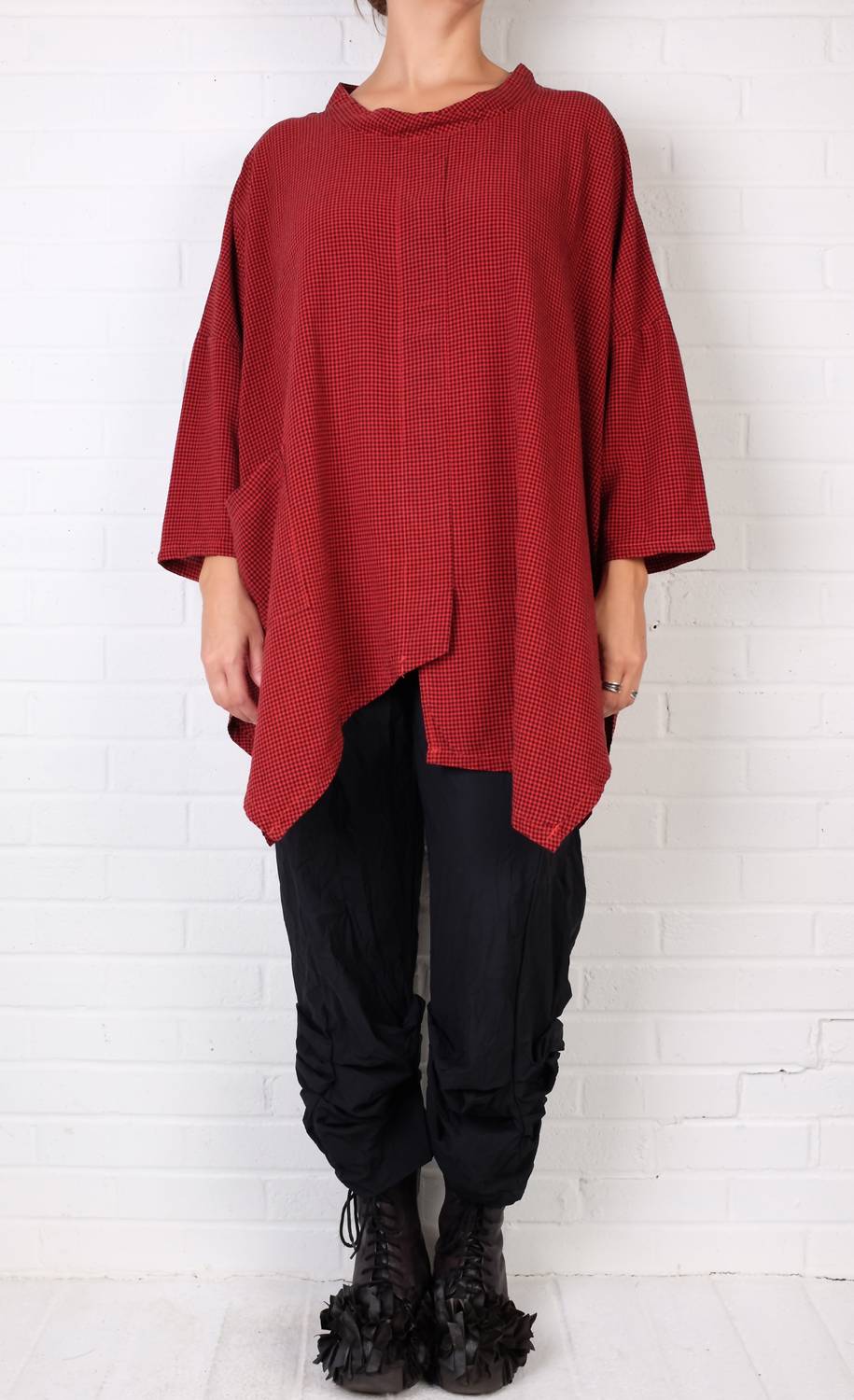 Cut Loose - Mini Check Cowl Neck Top