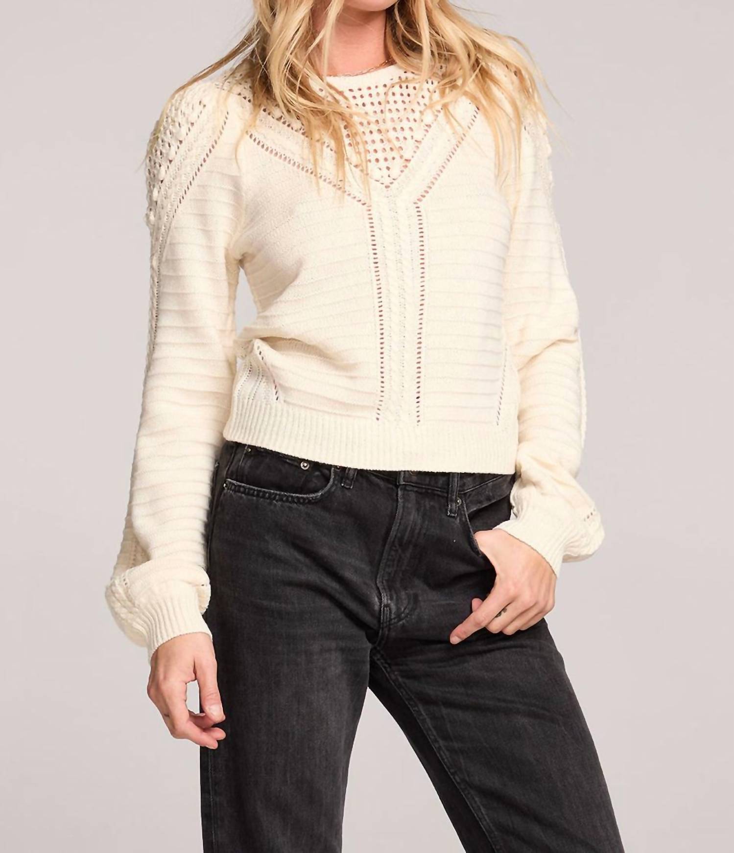 saltwater LUXE Gianny Crewneck Sweater in cream - women's sweater