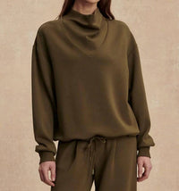 VARLEY Betsy Cowl Neck Sweatshirt in military olive - women's top - alternate view
