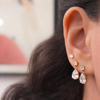 Jagged Halo Jewelry - Women's Regal Crystal Drop Earrings