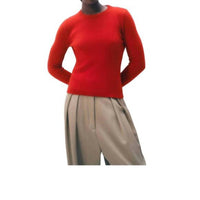 White + Warren Cashmere Slim Stretch Crew Sweater in deep crimson 1 - women's sweater