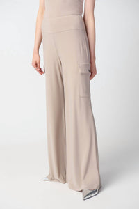 Joseph Ribkoff Wide Leg Cargo Pants in beige silver - women's pants