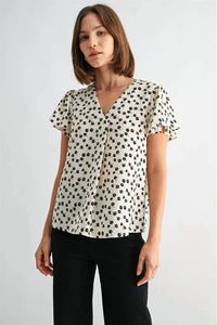 Fun 2 Fun - Floral Flutter Sleeve Blouse
