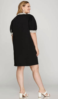 She + Sky - Kaia Puff Sleeve Mini Dress - Plus