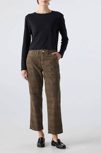 AMO Lillian Printed Trouser in dark sand - women's pants