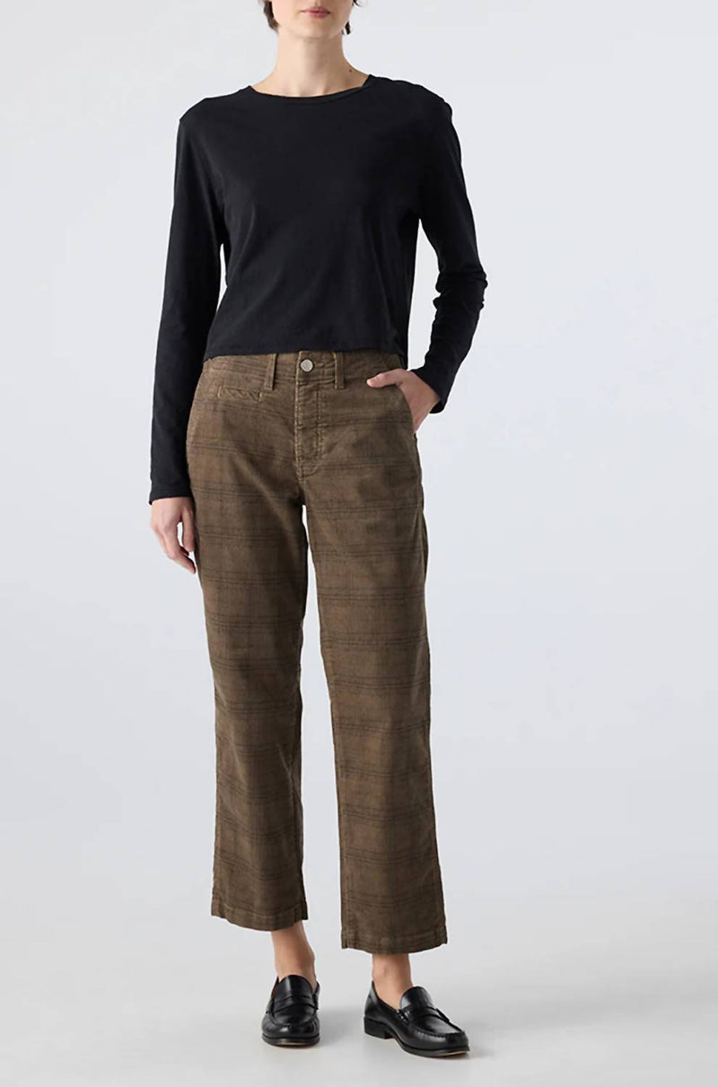 AMO Lillian Printed Trouser in dark sand - women's pants