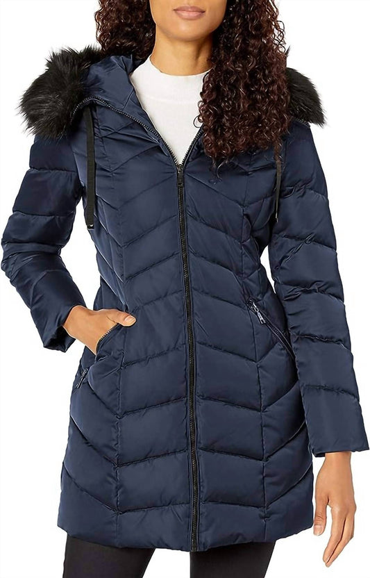 T Tahari - GWEN CHEVRON PUFFER COAT