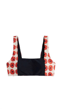 Voglia Swimwear Josephine Bikini Top in black white red - women's swimwear - detail view