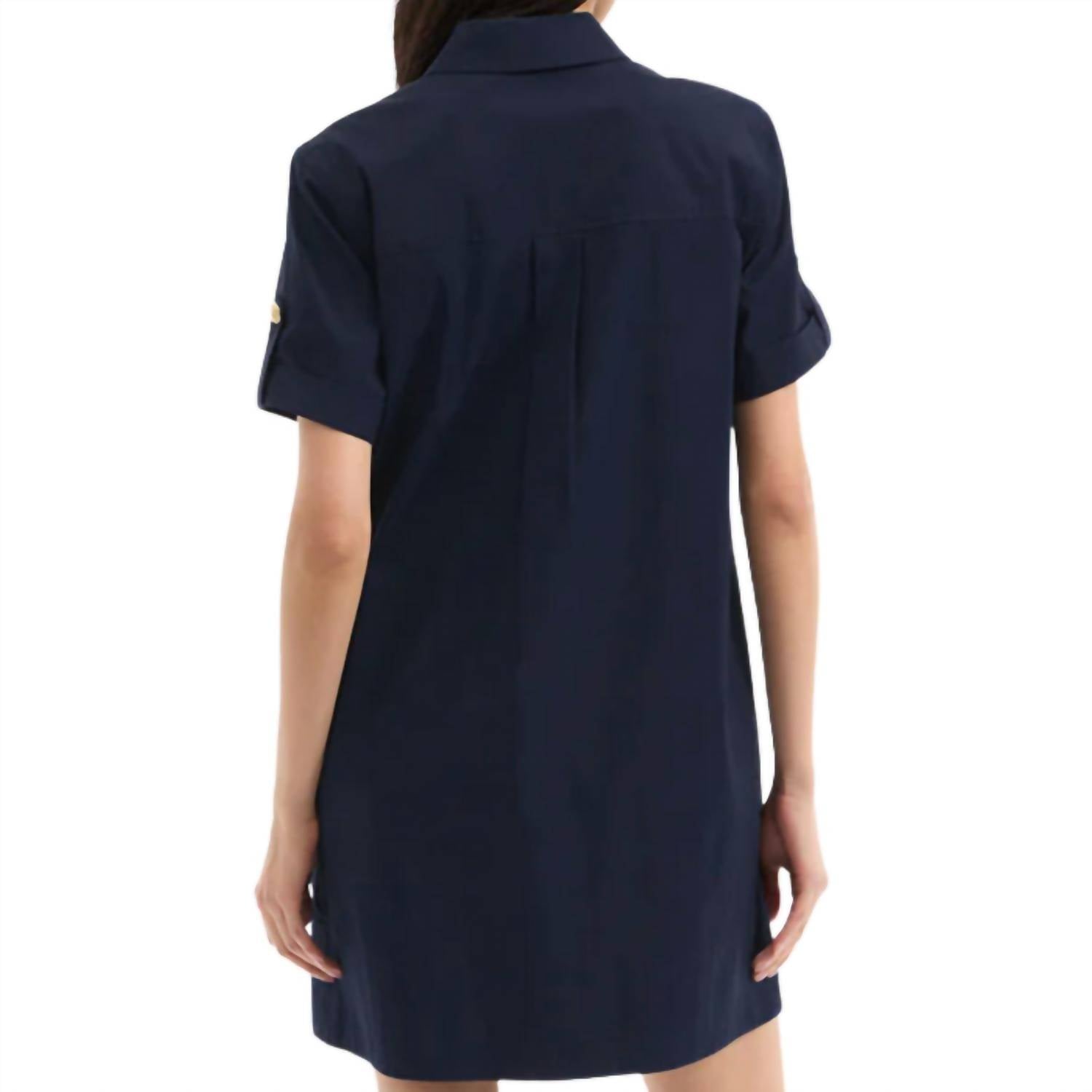 Veronica Beard Lucca Dress in navy - women's dress - detail view