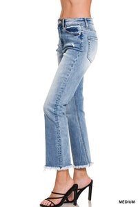 ZENANA Vera High Rise Straight Cropped Jeans in denim - women's jeans - view 4