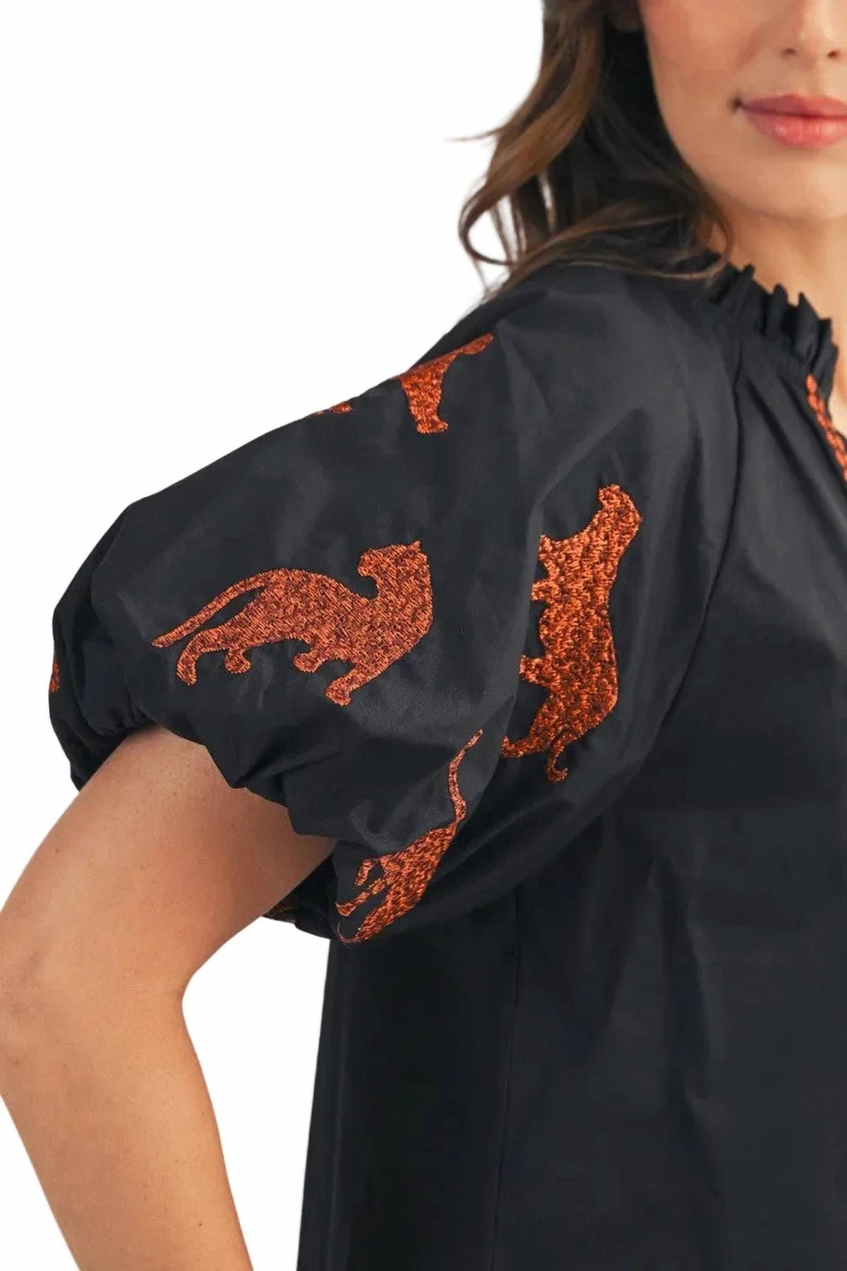Jodifl - Tiger Embroidery Accent Top