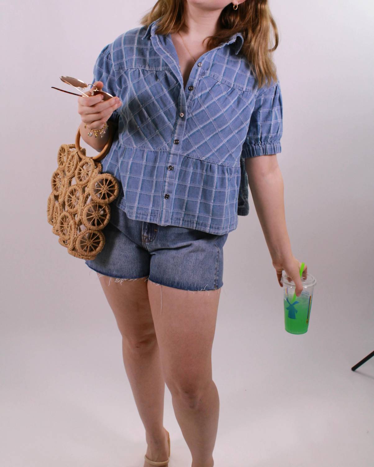 &Merci - The Cool Girl Check Denim Top