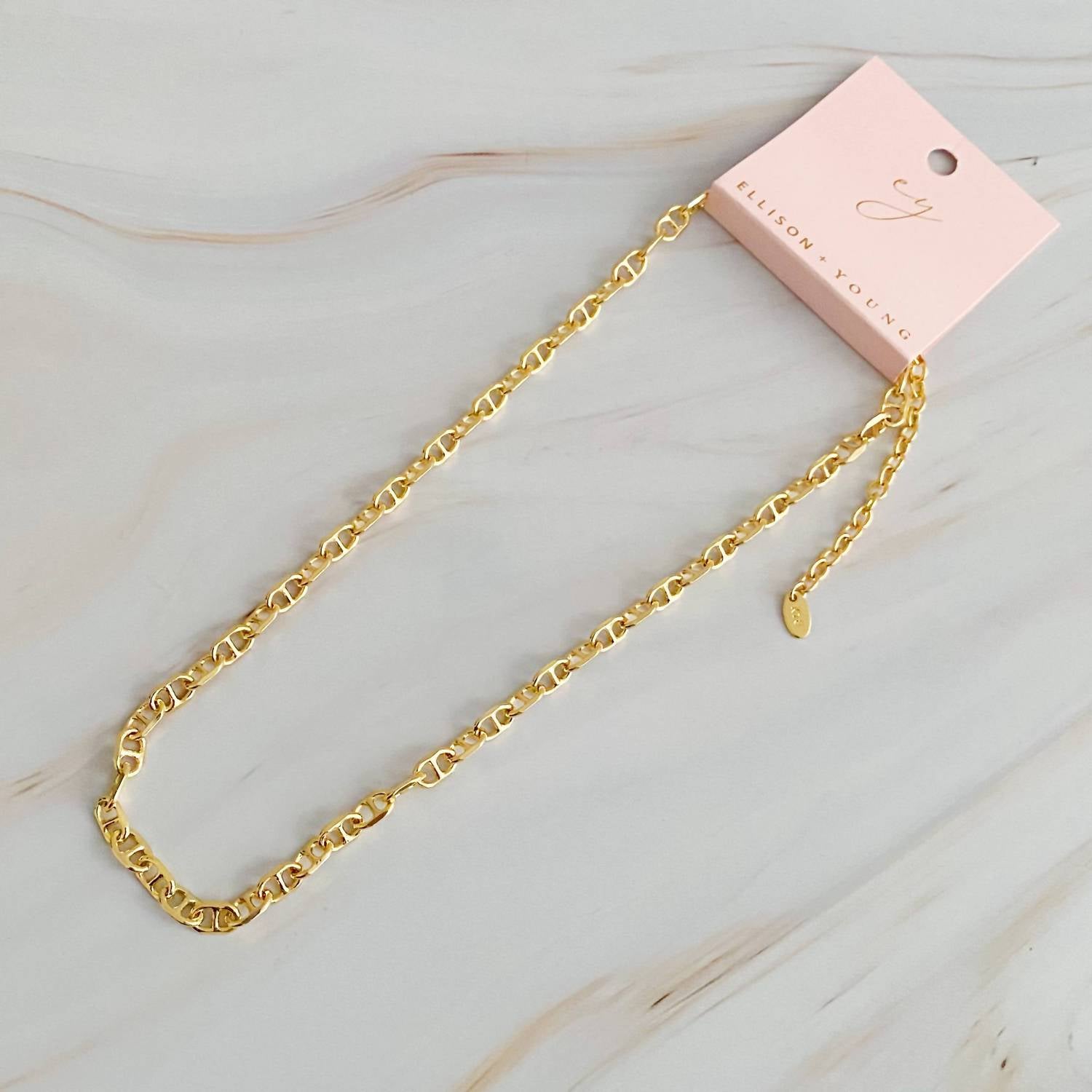 Ellison+Young Women's Equestrian Horse Bit Anchor Link Necklace in gold - women's jewelry - view 4