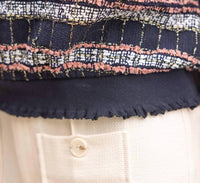 Voy - Elastic Band Detailed Textured Tweed Top