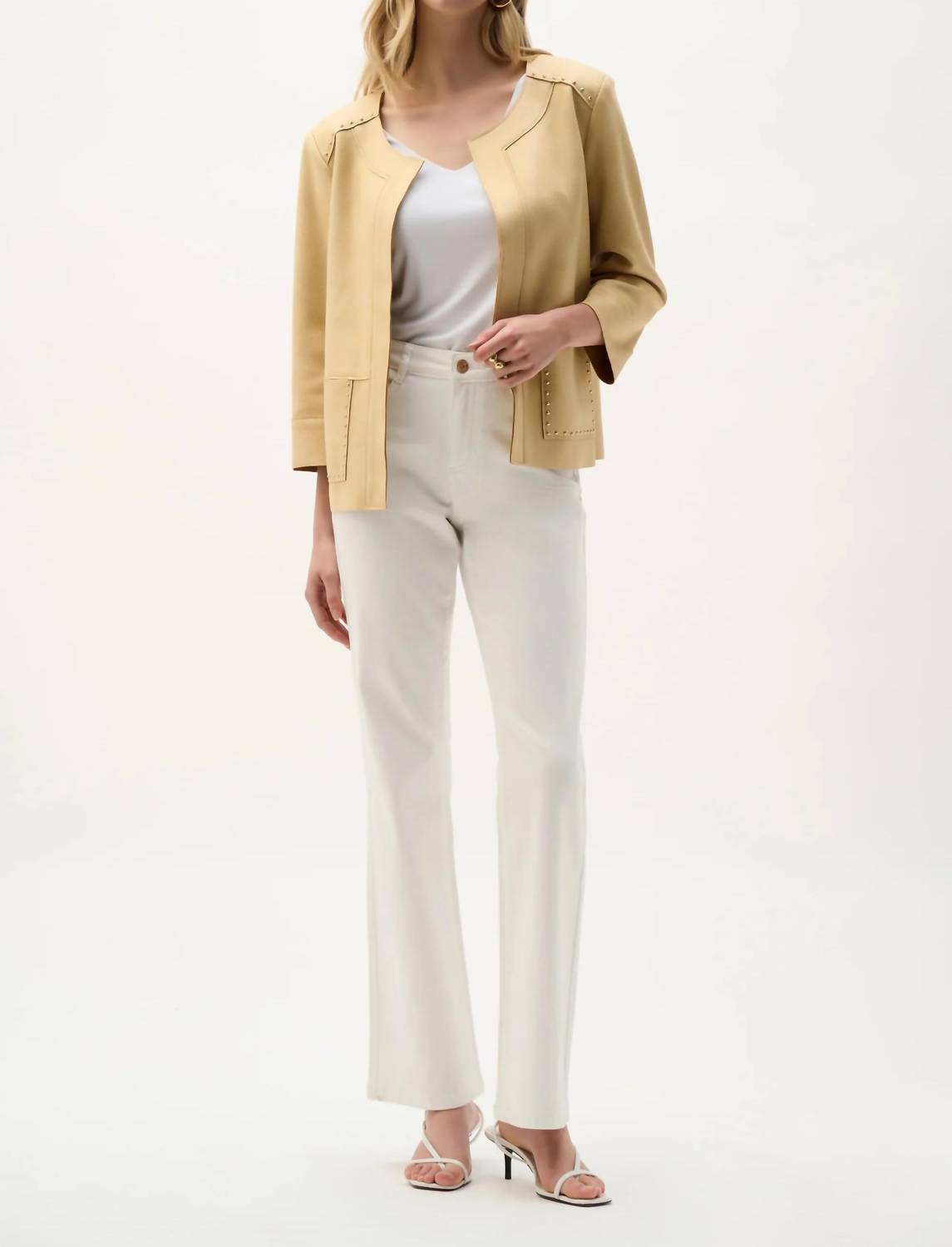 Joseph Ribkoff - Studded Open Front Boxy Faux Suede Jacket