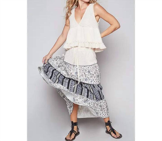 Pol - Adjustable Waist Floral Print Skirt