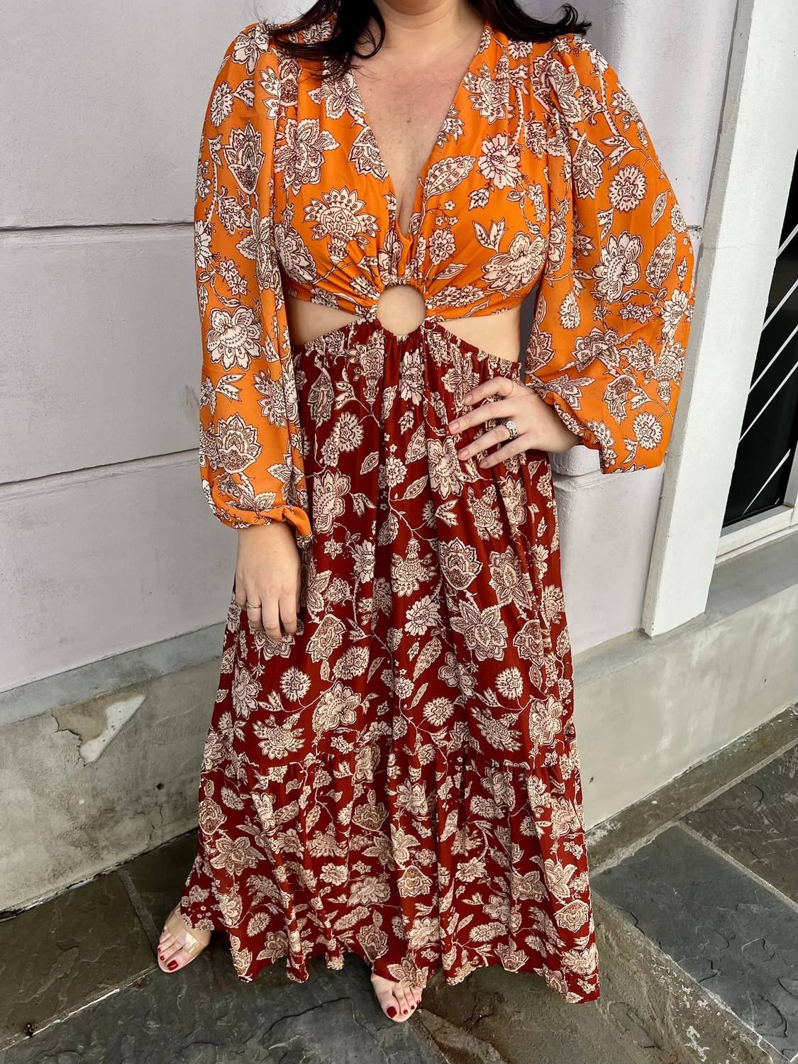 Flying Tomato - Allison Printed Woven Maxi Dress