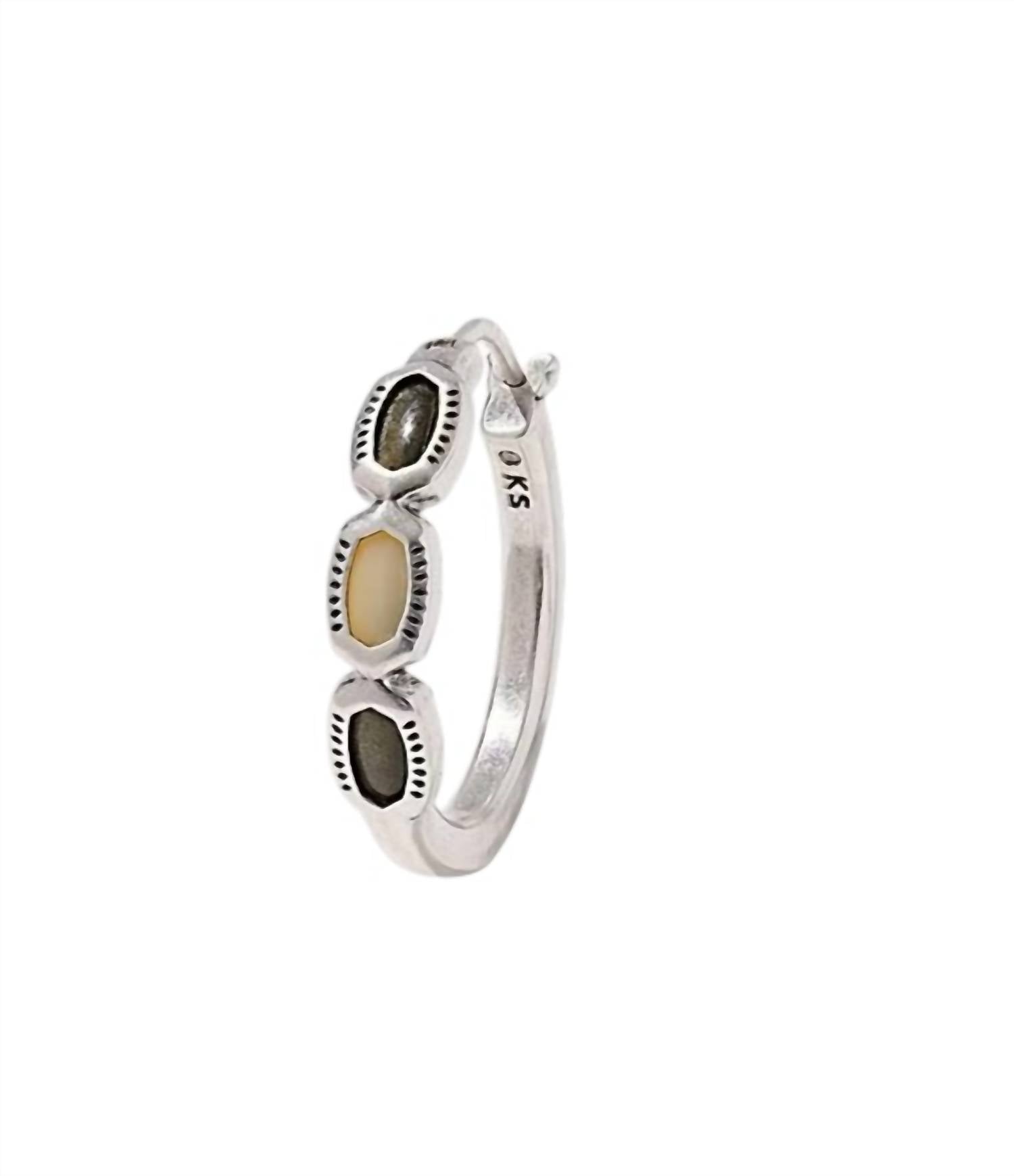 Kendra Scott Women's Mini Elisa Hoop Earrings in vintage silver black mix - women's jewelry - alternate view