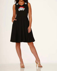 Orchid Bloom - Skulls Embroidered Swing Dress