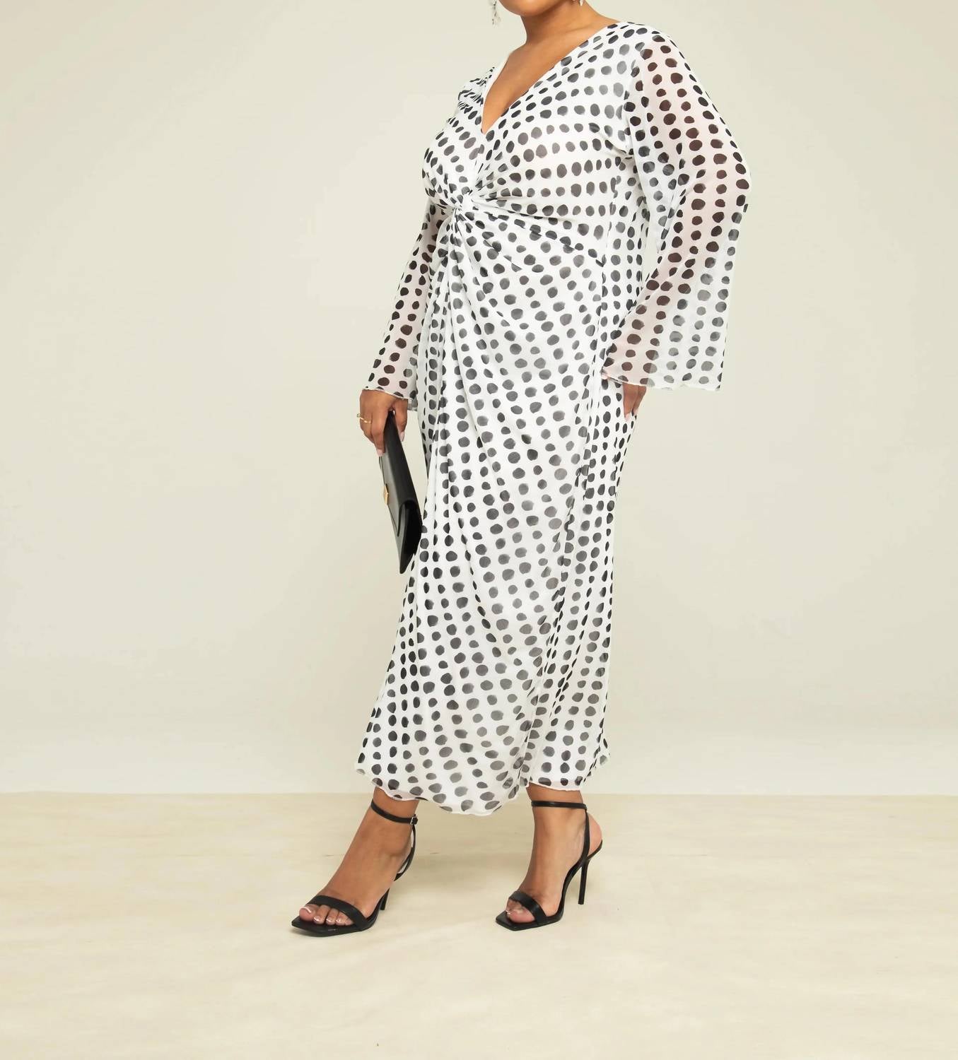 Fashion Szn Curve - Plus Size Twist Front Polka Dot Dress