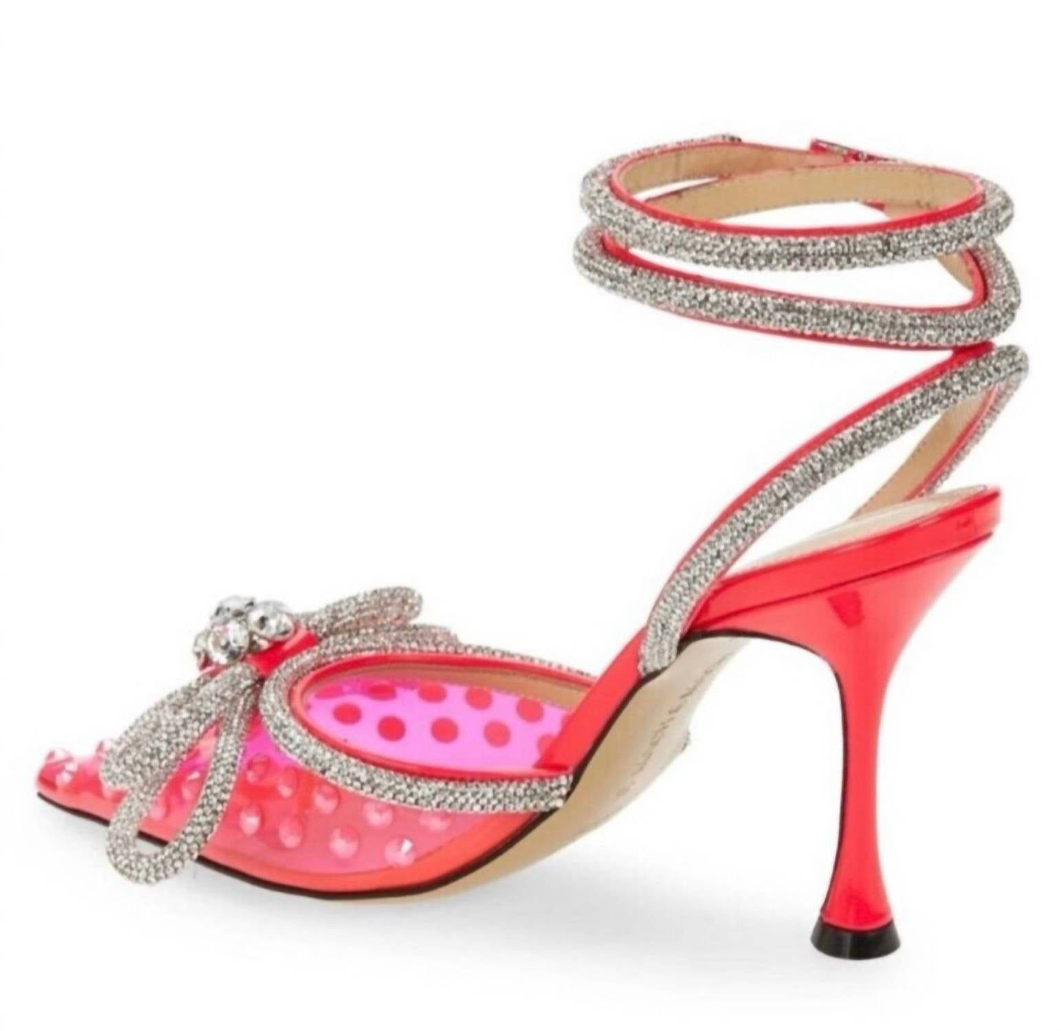 Mach & Mach - Women's Double Bow Stiletto Heels With Rhinestone Accents