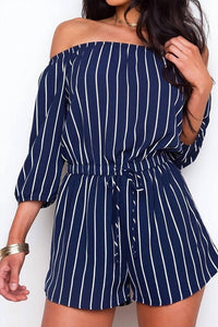Urban Mix - Vertical Striped Off Shoulder Romper