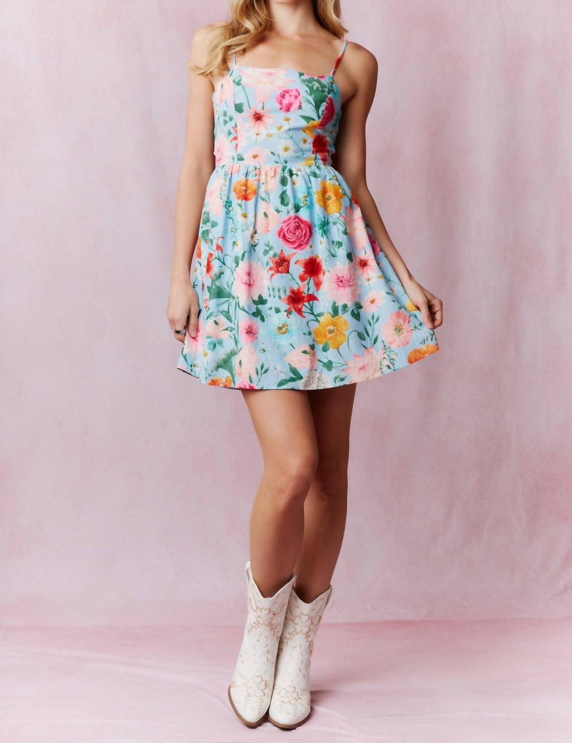Peach Love - Blossom Back Bow Dress