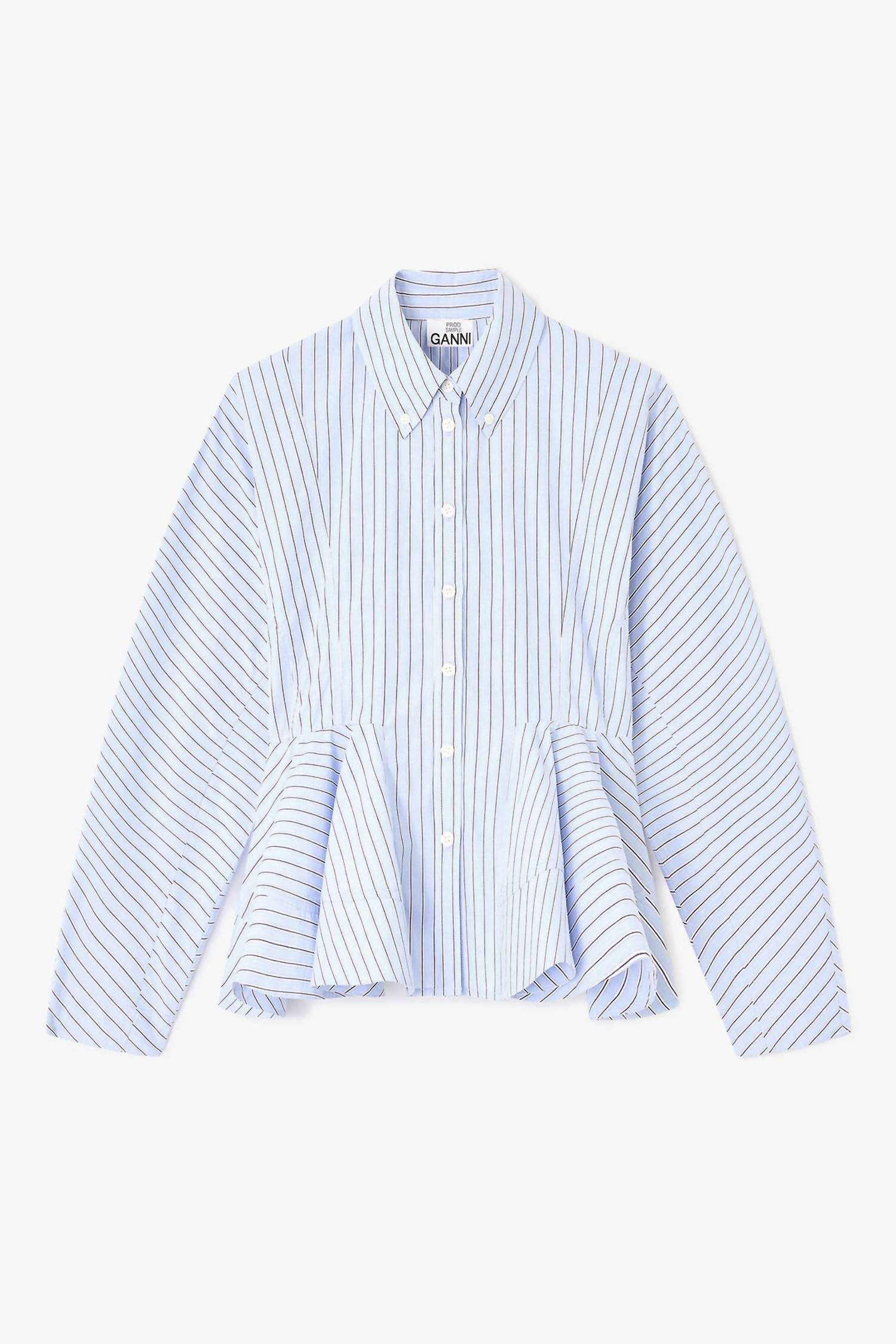 Ganni - Stripe Cotton Peplum Shirt