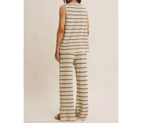 In February - Striped Button-down Knit Top