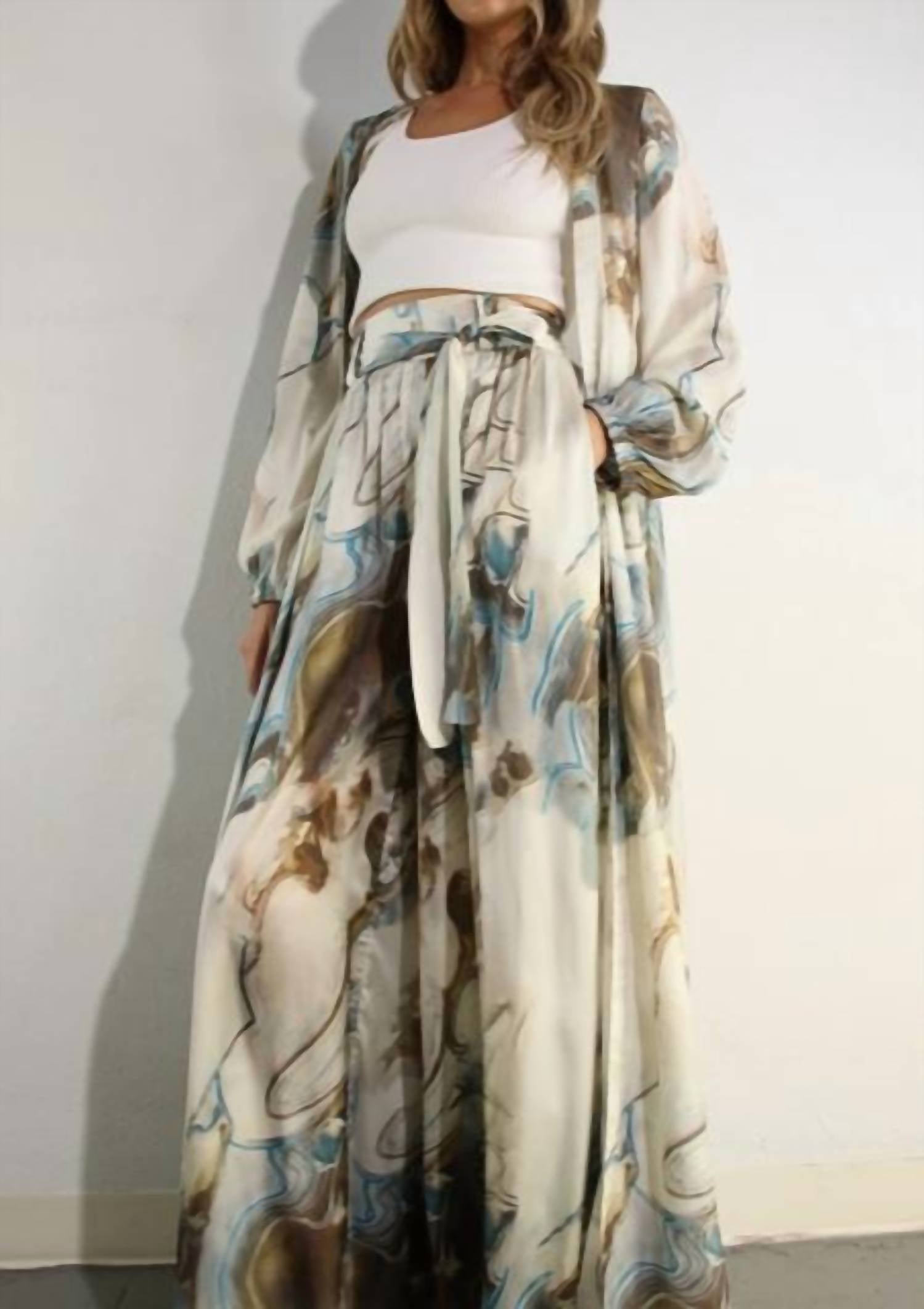 Mulla - Printed Cardigan & Pants Set