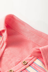 Shewin - Collared V Neck Drop Shoulder Top