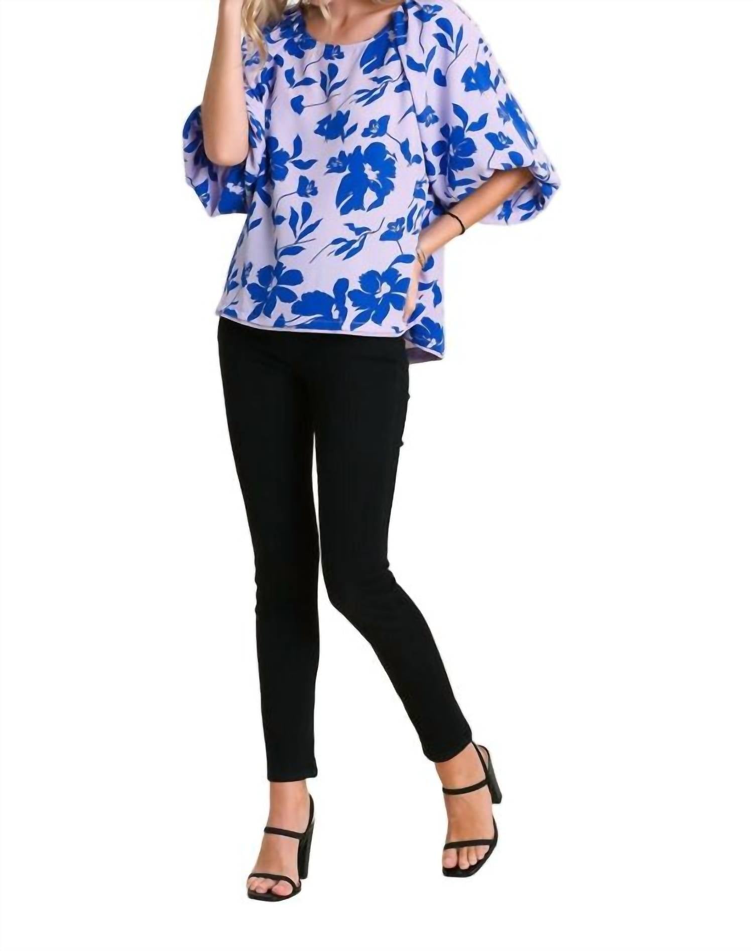 Umgee - Floral Puff Sleeve Blouse