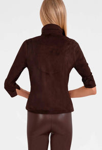 GRETCHEN SCOTT Ultra Suede Twist & Shout Top in brown - women's blouse - detail view
