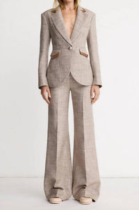 Smythe High Rise Wide Leg Pant in taupe tweed - women's pants