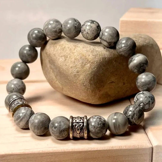 Faire - MAPSTONE JASPER GEMSTONE TRINITY BRACELET