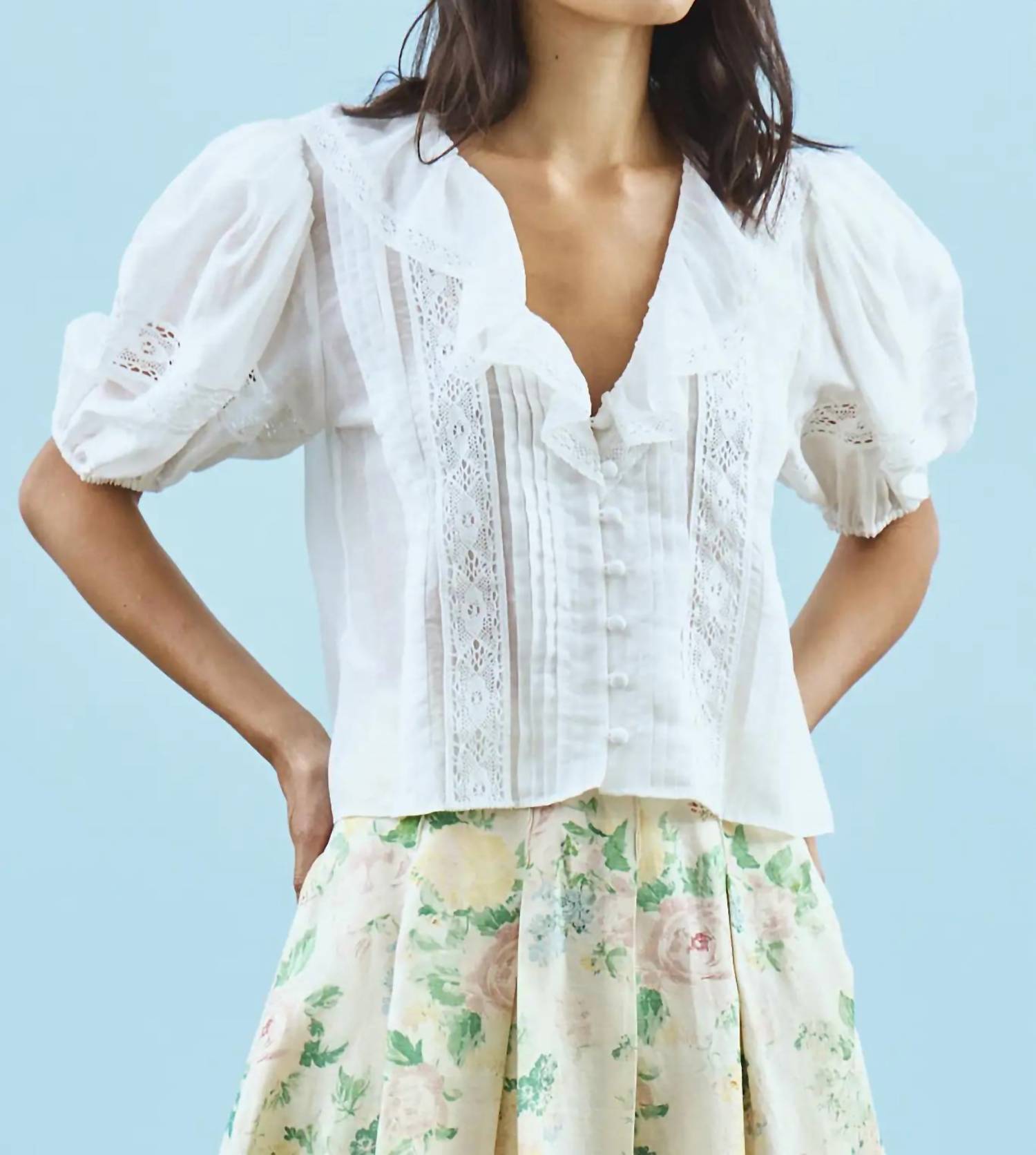 Hunter Bell - Mare Ruffled V Neck Top