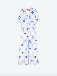 Vilagallo - Ocean Print Midi Shirt Dress