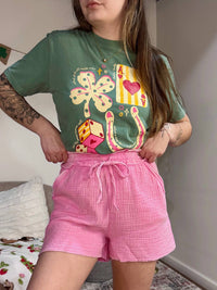 Zenana - Pippa Washed Double Gauze Frayed Hem Drawstring Shorts