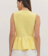 Entro - Solid V-Neck Peplum Top