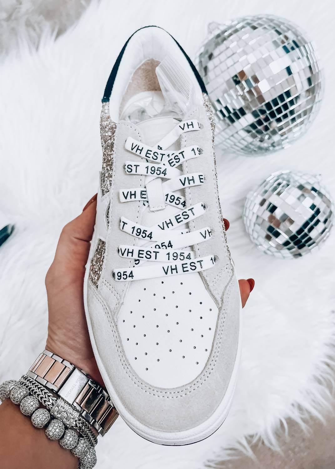 Vintage Havana Women's Kristen Glitter Sneaker in white - women's sneaker - alternate view