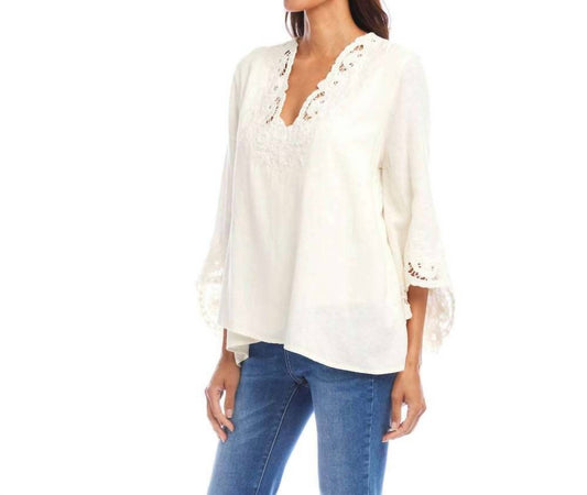 Karen Kane - Bracelet Sleeve Embroidered Asymmetric Top