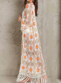 POL Granny Don't Be Square Duster in white orange - women's swimwear - detail view