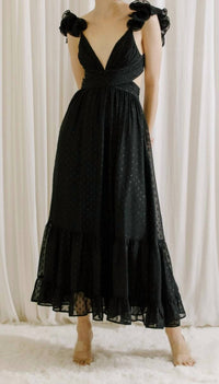 Storia - Ruffle Detail Polka Dot Maxi Dress