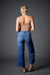 Blue Revival - Patch Pocket Mid Rise Recycled Wide Leg Crop Jean