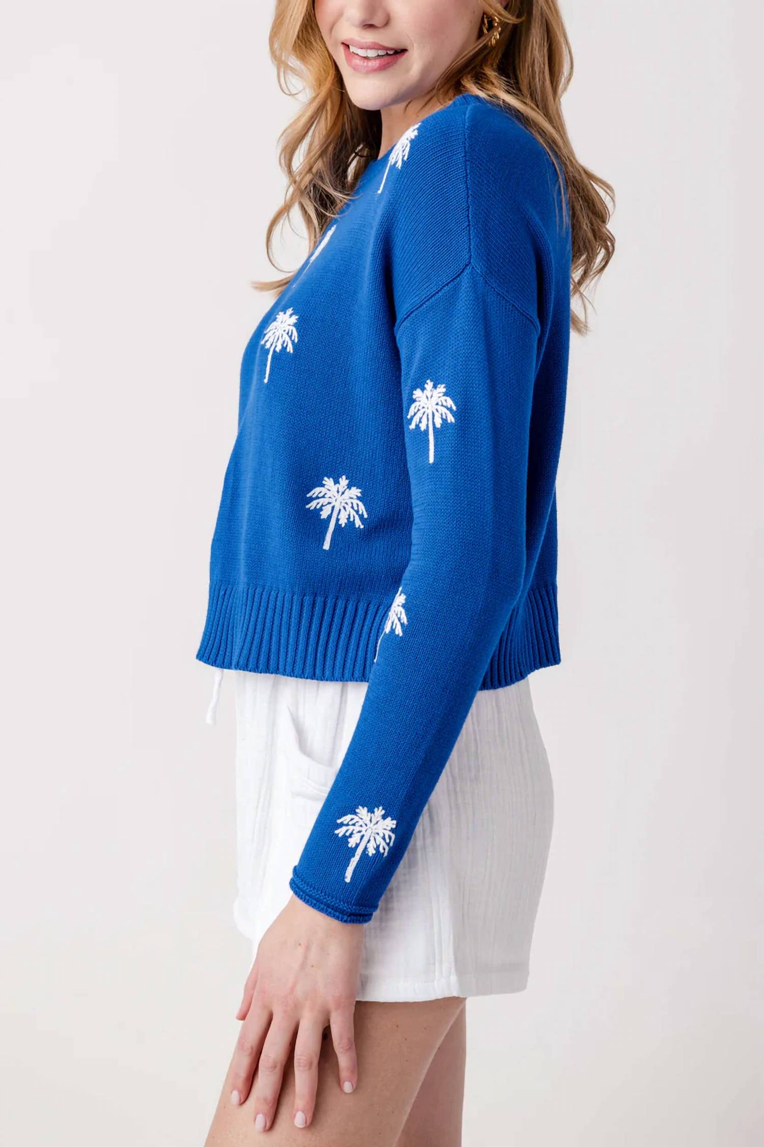 Z Supply Sienna Palm Sweater in nautical 1 - women's sweater - alternate view