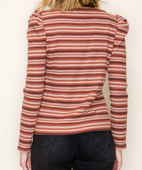 Staccato - Striped Puffed Long Sleeve Top