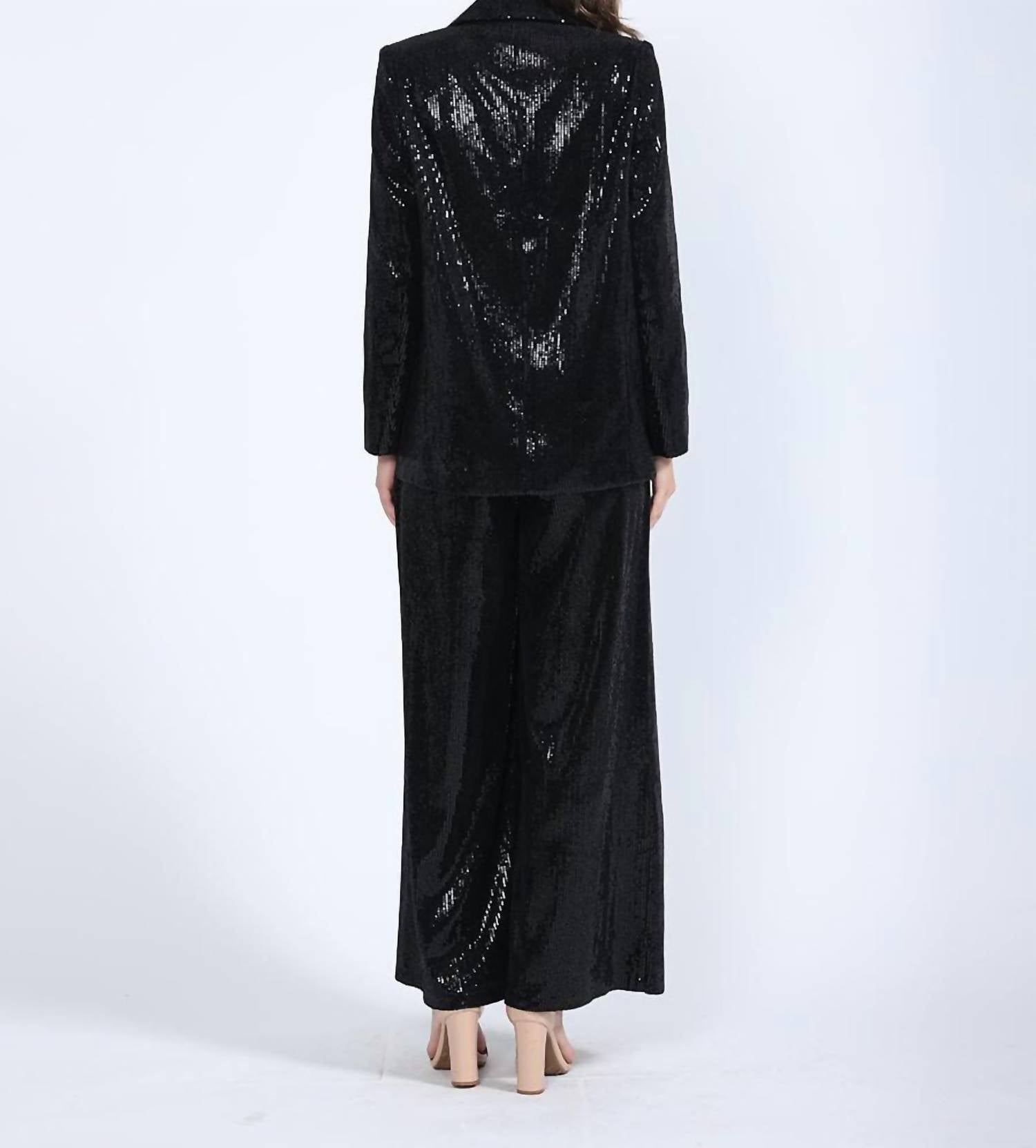 Gracia - Sequin Embellished Long Sleeve Blazer