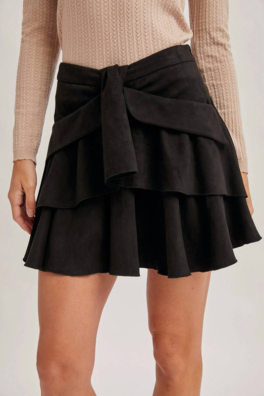 Bluivy - Out On The Town Suede Ruffled Mini Skirt