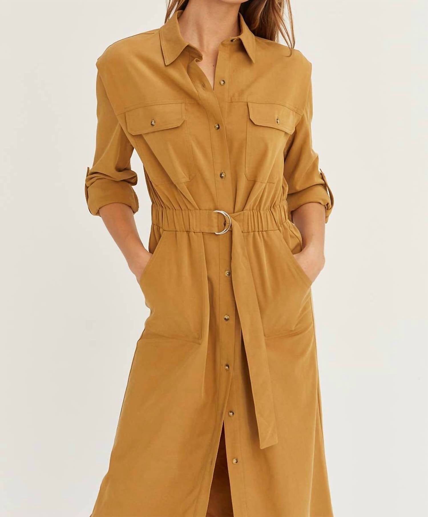 Crescent - Button Up Utility Midi Dress