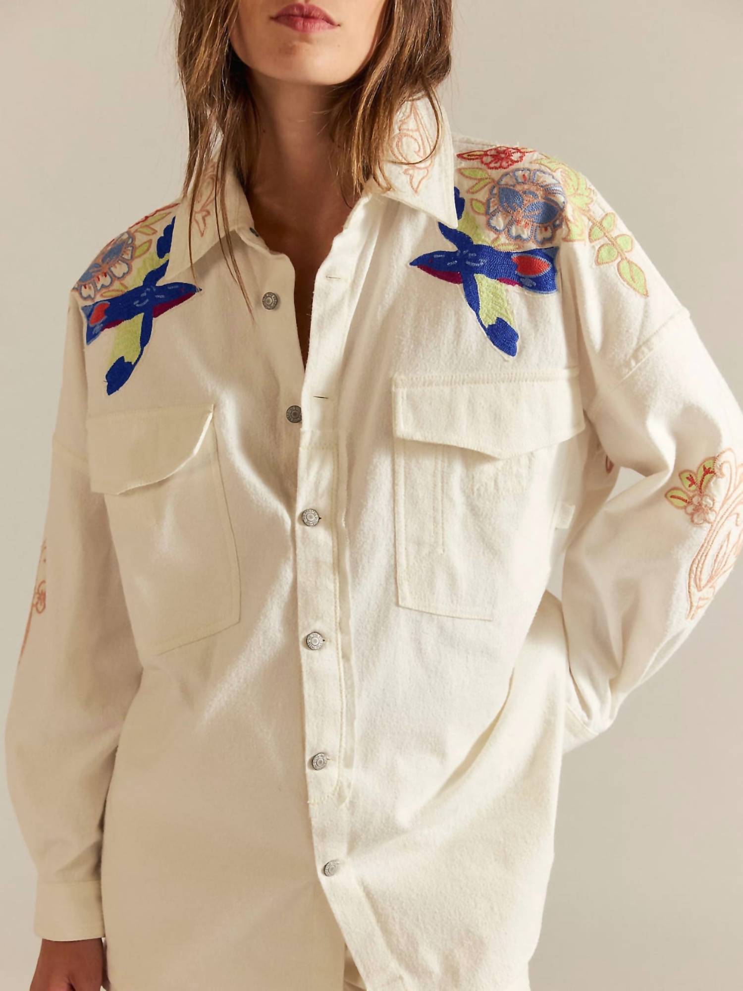 Free People - Take Flight Embroidered Shirt